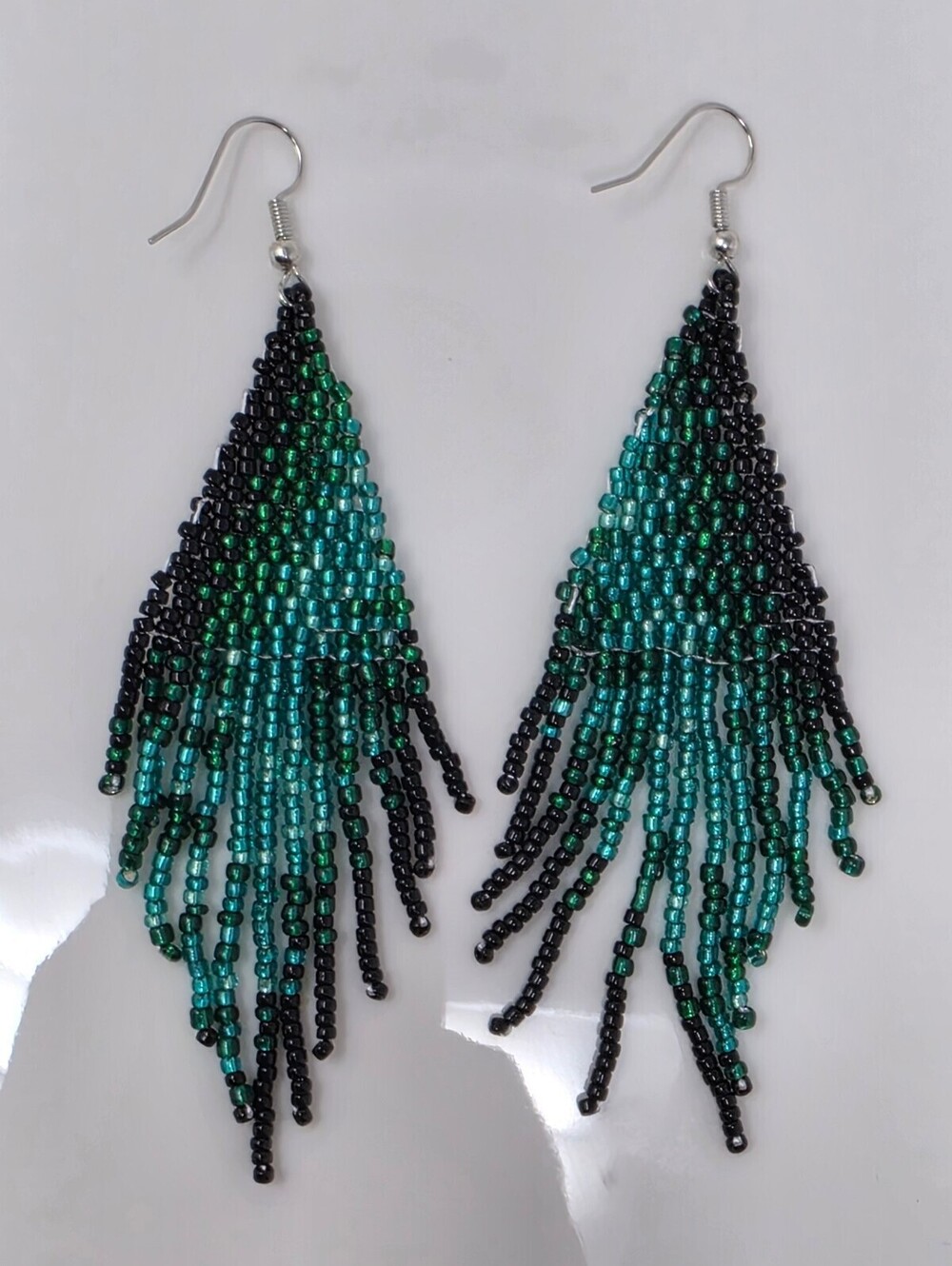 Iridescence Beaded Fringe Earrings